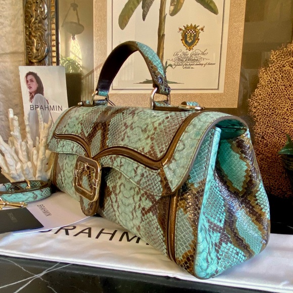 5⭐️SELLER! BRAHMIN 
NWT ($415)🌵Turquoise Stone Tecoma Dayan Satchel MAGNIFICENT! - Picture 3 of 14